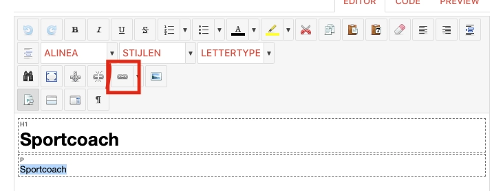 handleiding Editor link toevoegen